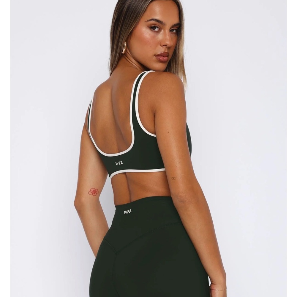 White Fox Boutique green and White Sports Bra - Picture 4 of 6
